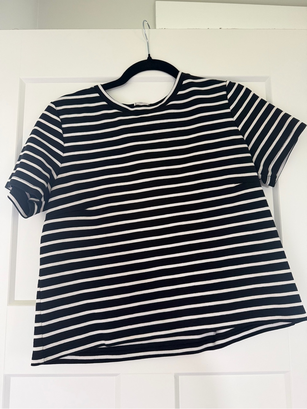 Banana Republic Black and White Striped Short Sleeve Tee